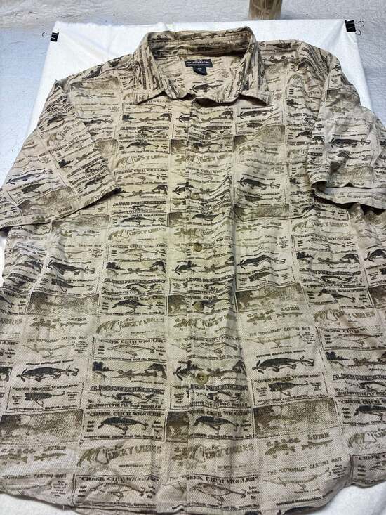 Woolrich Other - Woolrich Men's XL Vintage Fishing Lure Print Short Sleeve Button Down Shirt